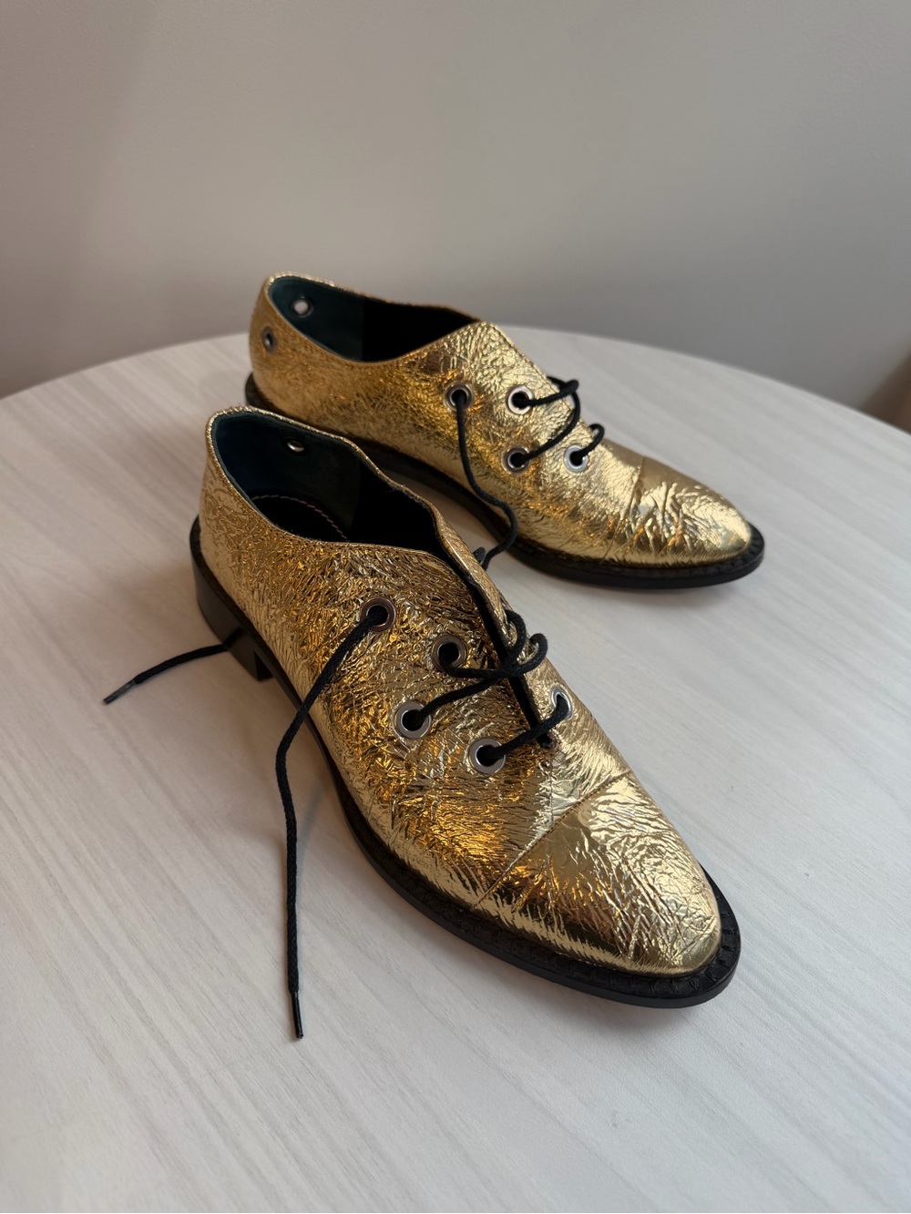 Proenza Schouler crinkled gold oxfords size 39 women - Picture 4 of 5